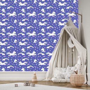 Papier Peint Pour Les Enfants - Licornes, Nuages ​​Et Arcs-En-Ciel – Image 3