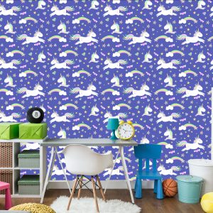Papier Peint Pour Les Enfants - Licornes, Nuages ​​Et Arcs-En-Ciel – Image 4