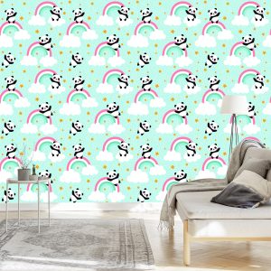 Papier Peint Pandas Sous La Pluie – Image 3