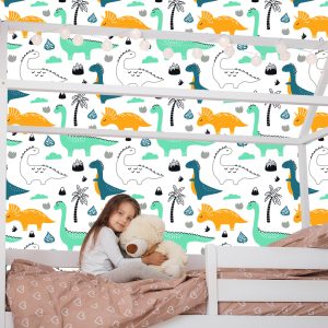 Papier Peint Haut De Feuilles De Dinosaures Pour Chambre De Garçon – Image 7