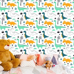Papier Peint Haut De Feuilles De Dinosaures Pour Chambre De Garçon – Image 6