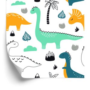 Papier Peint Haut De Feuilles De Dinosaures Pour Chambre De Garçon – Image 2