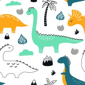 Papier Peint Haut De Feuilles De Dinosaures Pour Chambre De Garçon – Image 1