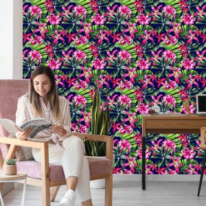 Papier Peint Feuilles De Fleurs Exotiques – Image 7