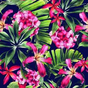 Papier Peint Feuilles De Fleurs Exotiques – Image 1