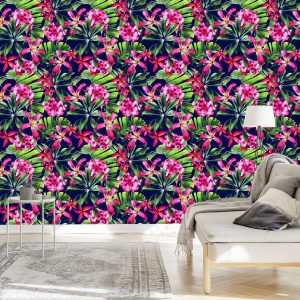 Papier Peint Feuilles De Fleurs Exotiques – Image 3