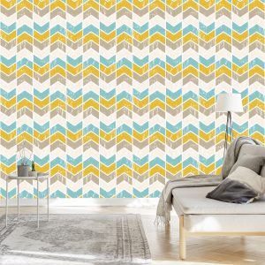 Papier Peint Motifs Géométriques Rétro Colorés – Image 3