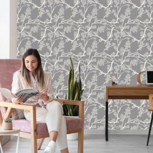 Papier Peint Branches De Feuilles D'arbre Pour Le Bureau De Salon – Image 7