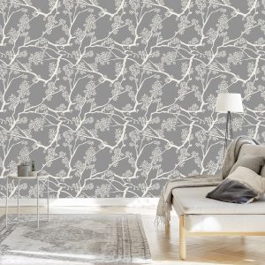 Papier Peint Branches De Feuilles D'arbre Pour Le Bureau De Salon – Image 3