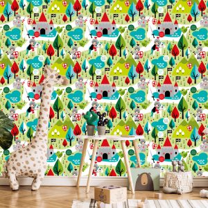 Papier Peint Un Conte De Fées Pour Enfants, Chevaliers, Dragons, Arbres – Image 5