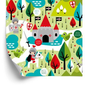 Papier Peint Un Conte De Fées Pour Enfants, Chevaliers, Dragons, Arbres – Image 2