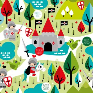 Papier Peint Un Conte De Fées Pour Enfants, Chevaliers, Dragons, Arbres – Image 1