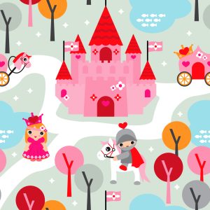 Papier Peint Pour Les Enfants. Princesse. Chevaliers. Château. Chevaux – Image 1