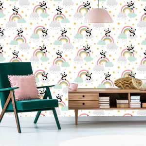 Papier Peint Pandas Avec Un Arc-En-Ciel – Image 6