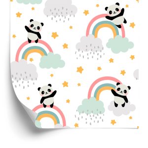 Papier Peint Pandas Avec Un Arc-En-Ciel – Image 2