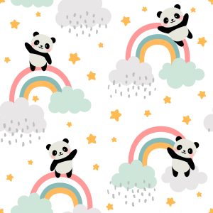 Papier Peint Pandas Avec Un Arc-En-Ciel – Image 1