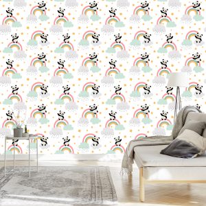 Papier Peint Pandas Avec Un Arc-En-Ciel – Image 3