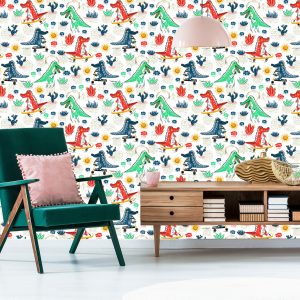 Papier Peint Pour Enfants Crocodiles Fleurs Skateboards – Image 6