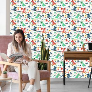 Papier Peint Pour Enfants Crocodiles Fleurs Skateboards – Image 7