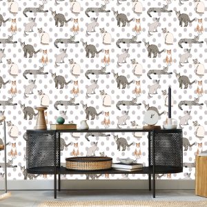 Papier Peint Chats Sur Le Fond Des Points – Image 5