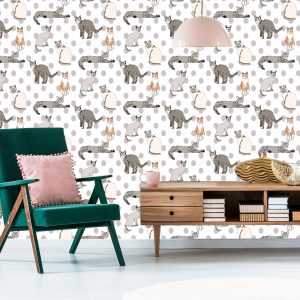 Papier Peint Chats Sur Le Fond Des Points – Image 6