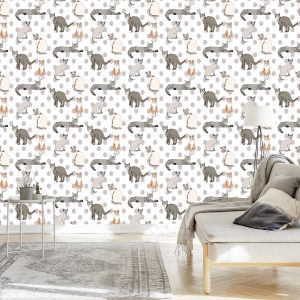 Papier Peint Chats Sur Le Fond Des Points – Image 3