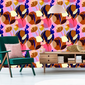 Papier Peint Fleurs Colorées À La Mode – Image 6