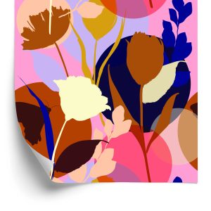 Papier Peint Fleurs Colorées À La Mode – Image 2