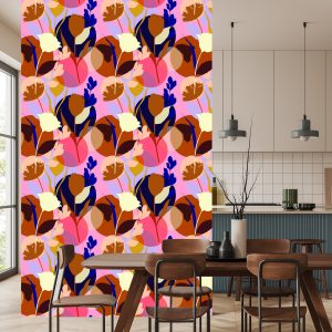 Papier Peint Fleurs Colorées À La Mode – Image 4