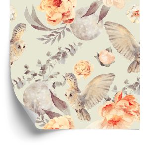 Papier Peint Hiboux En Fleurs – Image 2