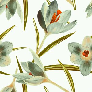 Papier Peint Fleurs De Crocus Vintage – Image 1