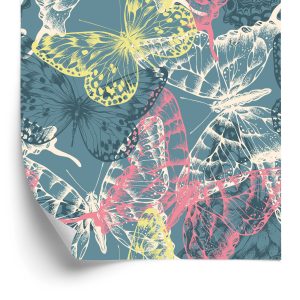 Papier Peint Mur Papillons Colorés Nature Couloir – Image 2