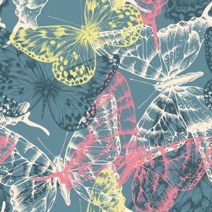 Papier Peint Mur Papillons Colorés Nature Couloir – Image 1