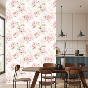 Papier Peint Pour Chambre Pastel Pivoines Fleurs Feuilles – Image 4