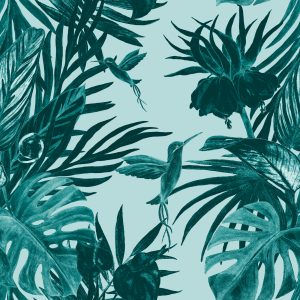 Papier Peint Colibris Et Feuilles – Image 1