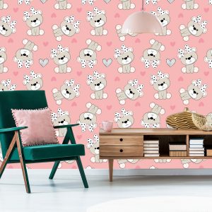 Papier Peint Ours En Peluche Avec Des Arcs De Coeurs – Image 6