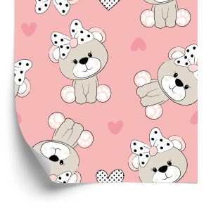 Papier Peint Ours En Peluche Avec Des Arcs De Coeurs – Image 2
