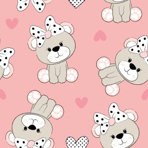 Papier Peint Ours En Peluche Avec Des Arcs De Coeurs – Image 1