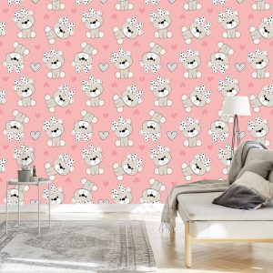 Papier Peint Ours En Peluche Avec Des Arcs De Coeurs – Image 3