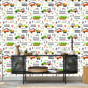 Papier Peint Pour Les Enfants. Camions. Excavatrices. Voitures – Image 5