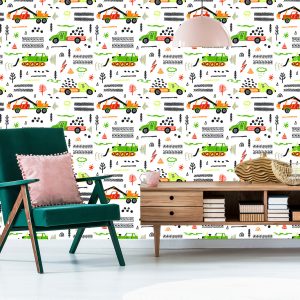 Papier Peint Pour Les Enfants. Camions. Excavatrices. Voitures – Image 6