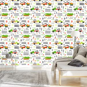 Papier Peint Pour Les Enfants. Camions. Excavatrices. Voitures – Image 3