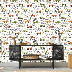 Papier Peint Dessus D'arbre De Voiture Coloré Pour Une Chambre De Bébé – Image 5