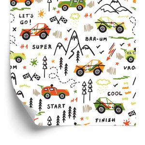 Papier Peint Dessus D'arbre De Voiture Coloré Pour Une Chambre De Bébé – Image 2