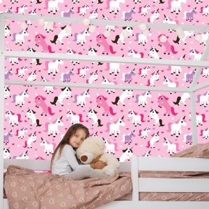 Papier Peint Pour La Chambre Des Filles Licornes Coeurs – Image 7