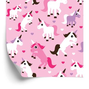 Papier Peint Pour La Chambre Des Filles Licornes Coeurs – Image 2