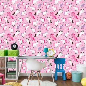 Papier Peint Pour La Chambre Des Filles Licornes Coeurs – Image 4