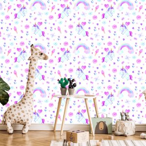 Papier Peint Pour Une Fille Des Licornes, Des Diamants, Des Coeurs – Image 5