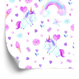 Papier Peint Pour Une Fille Des Licornes, Des Diamants, Des Coeurs – Image 2