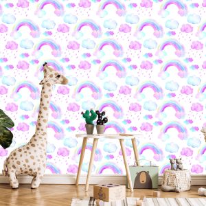 Papier Peint Pour Une Fille, Un Arc-En-Ciel De Nuages ​​Colorés – Image 5